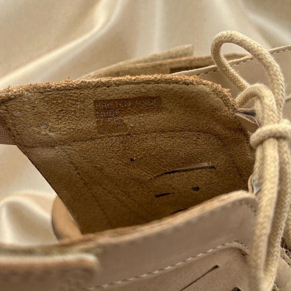 Earth Kristen‎ LUG Sandals Women's 7.5 D Wide Beige Leather Lace-Up Comfort - Picture 4 of 14